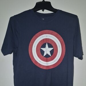 Ladies Navy Captin America T-Shirt